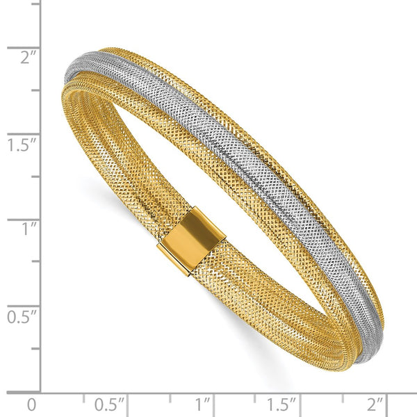 14KT White and Yellow Gold 8MM Stretch Bracelet