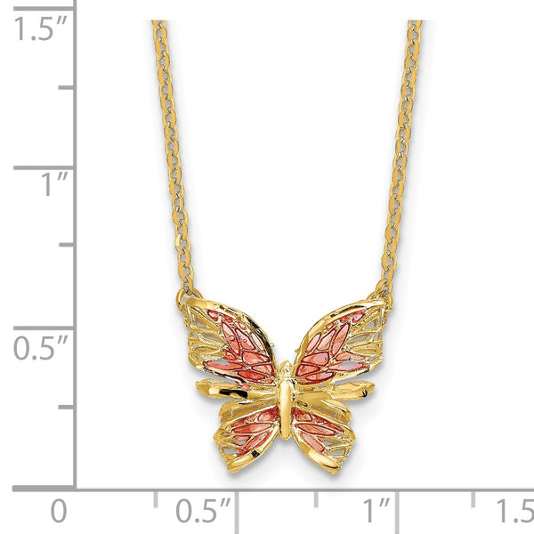 14KT Yellow Gold 18-inch Butterfly Necklace