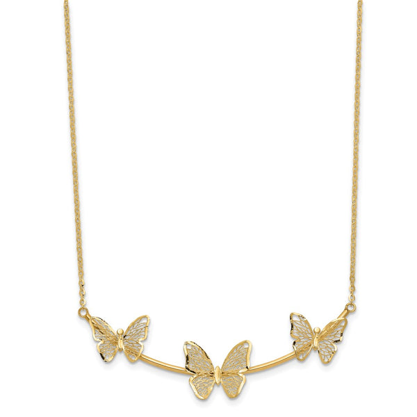 14KT Yellow Gold 18-inch 13MM Butterfly Necklace