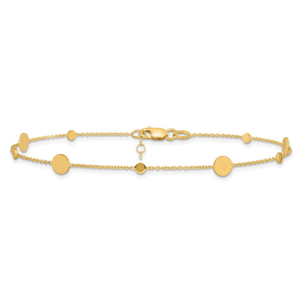 14KT Yellow Gold Mini Disc 9-inch Anklet