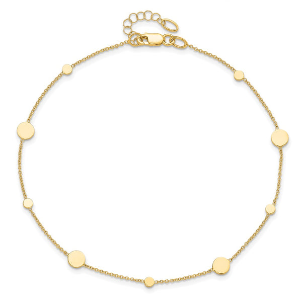 14KT Yellow Gold Mini Disc 9-inch Anklet