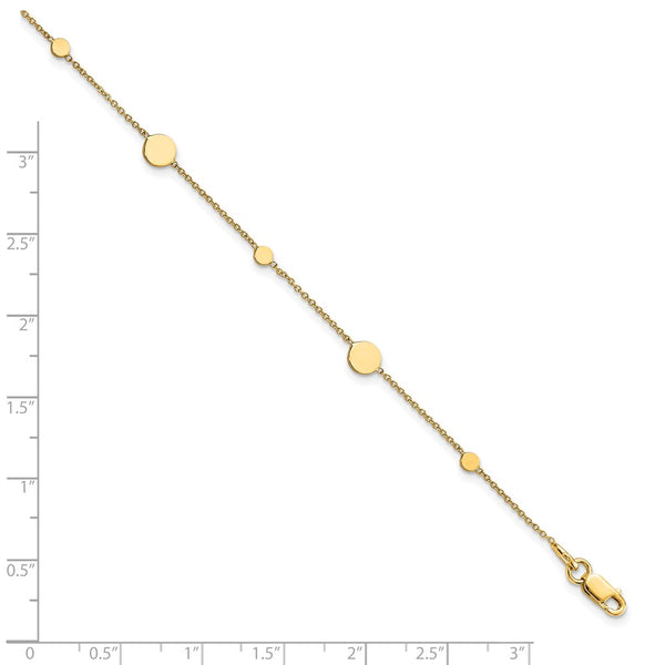 14KT Yellow Gold Mini Disc 9-inch Anklet