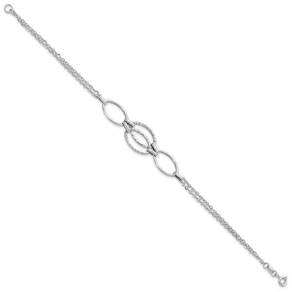 14KT White Gold 8-inch 11MM Fancy Lobster Clasp Bracelet