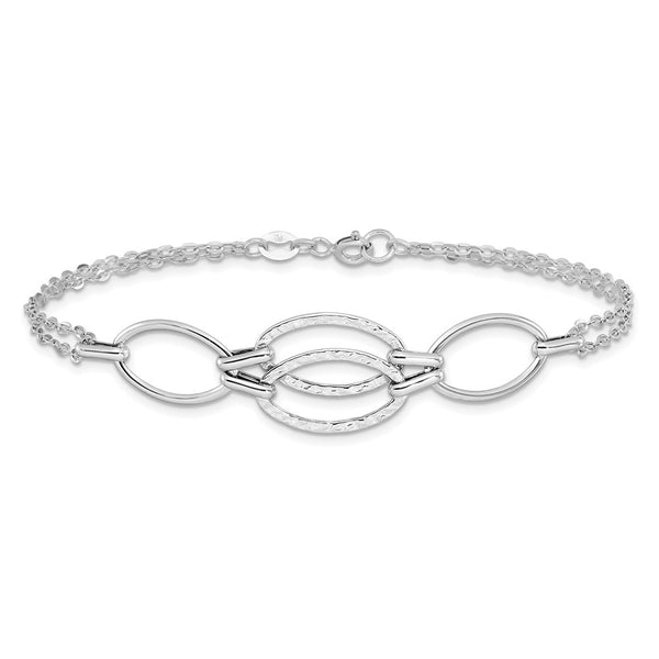 14KT White Gold 8-inch 11MM Fancy Lobster Clasp Bracelet