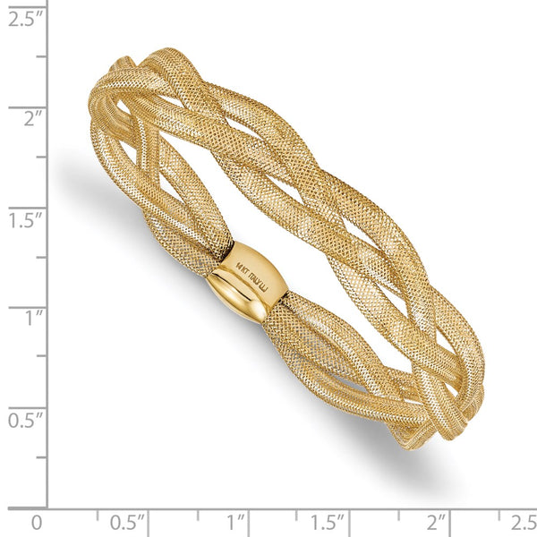 14KT Yellow Gold 7.5-inch 10MM Fancy Stretch Bangle Bracelet