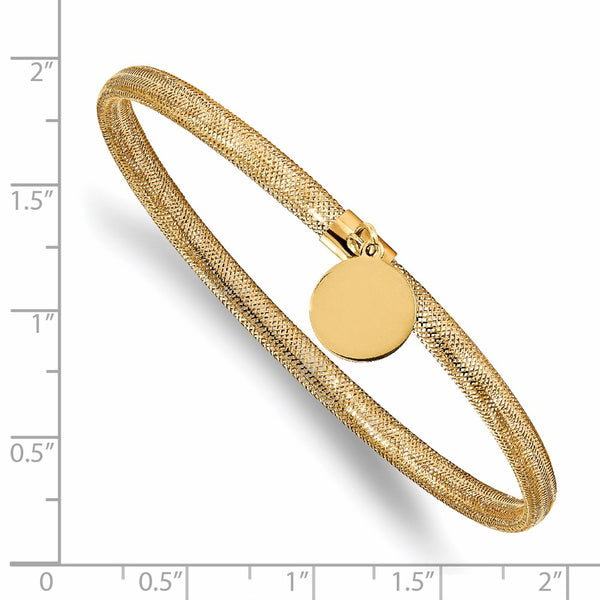 Engravable 14KT Yellow Gold Stretch Mesh Charm Bracelet