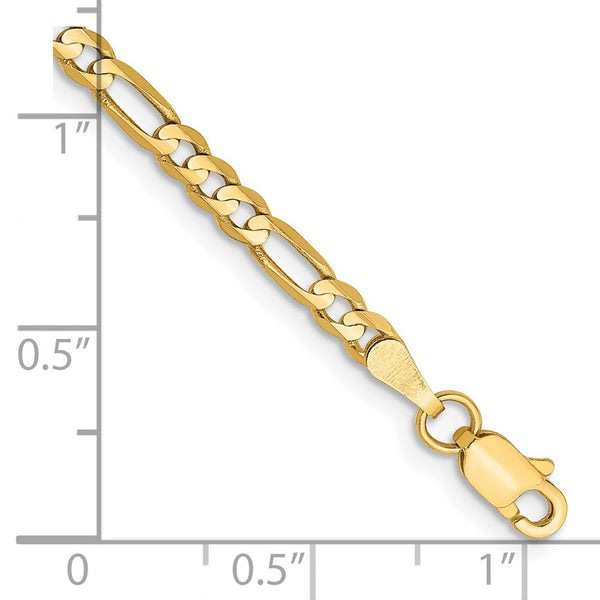 14KT Yellow Gold 7-inch 3MM Lobster Clasp Figaro Bracelet