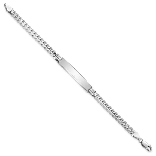 14KT White Gold 8-inch 7MM Flat Curb ID Bracelet