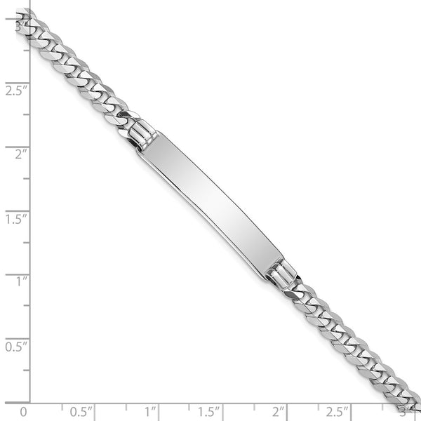 14KT White Gold 8-inch 7MM Flat Curb ID Bracelet