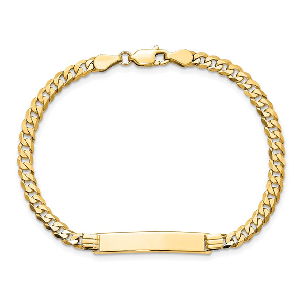 14KT Yellow Gold 7-inch 5.5MM Flat Curb ID Bracelet