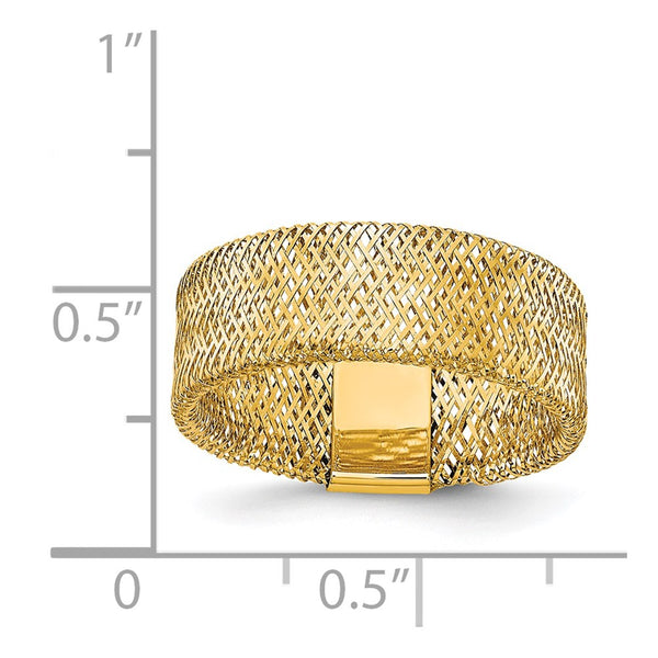 14KT Yellow Gold 7.5MM Stretch Mesh Ring