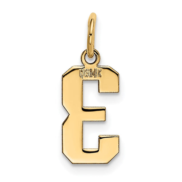 14k Small Polished Number 3 Charm