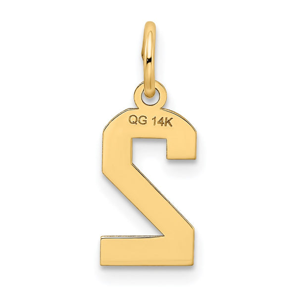 14k Small Satin Number 2 Charm