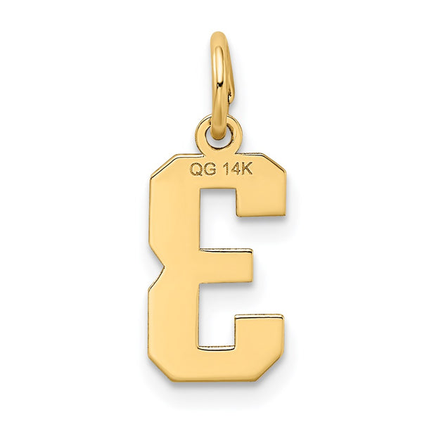 14k Small Satin Number 3 Charm