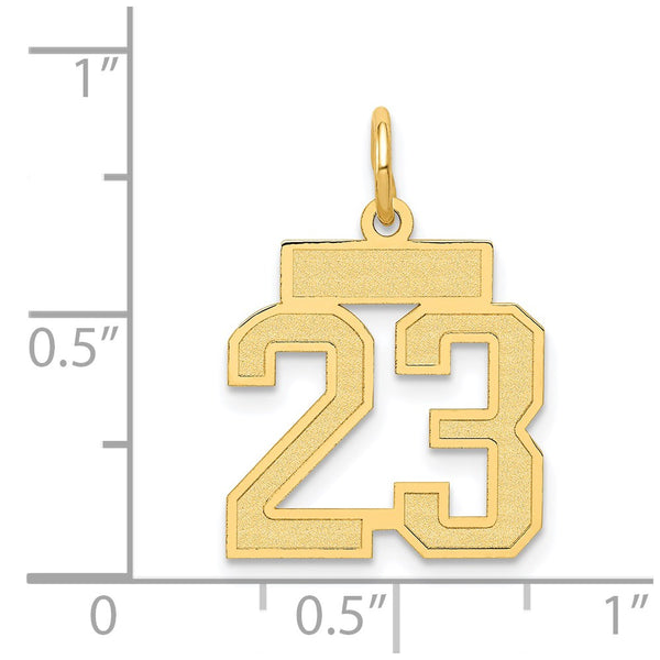 14k Small Satin Number 23 Charm