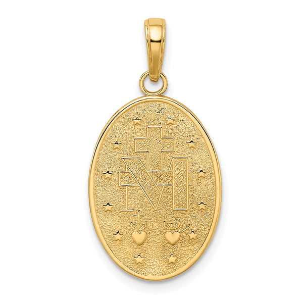 14KT Yellow Gold 31X15MM Miraculous Medal Pendant. Chain Not Included