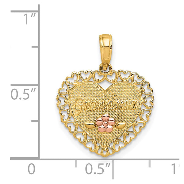 14KT Yellow and Rose Gold 20X17MM Grandma Pendant. Chain Not Included