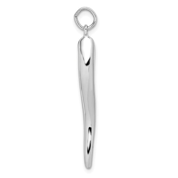 14k White Gold Solid Polished 3-Dimensional Large Italian Horn Charm