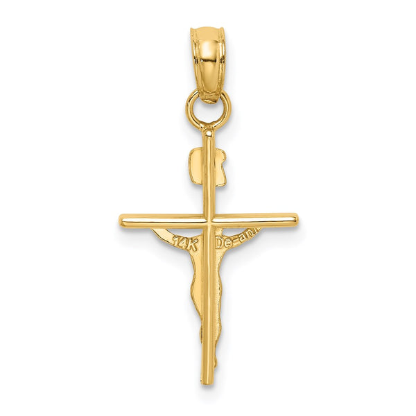 14KT White and Yellow Gold 25X12MM Crucifix Cross Pendant. Chain Not Included