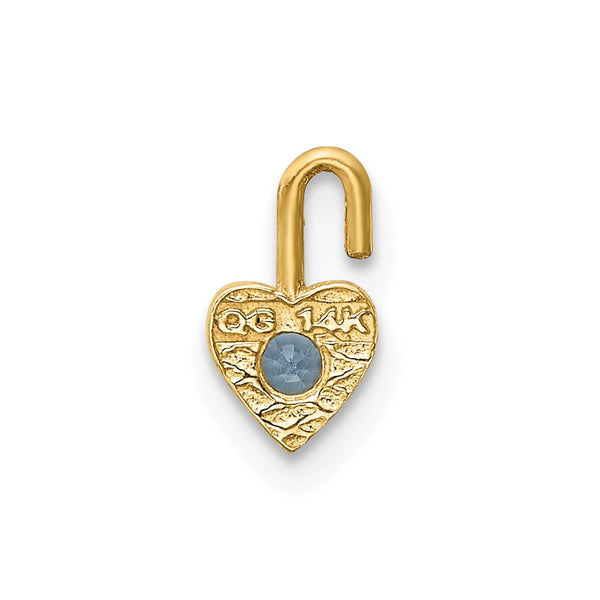 14ky March Synthetic Birthstone Heart Charm