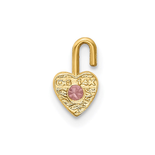 14ky October Synthetic Birthstone Heart Charm