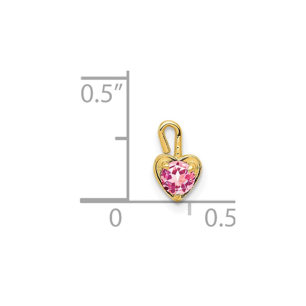 14ky October Synthetic Birthstone Heart Charm