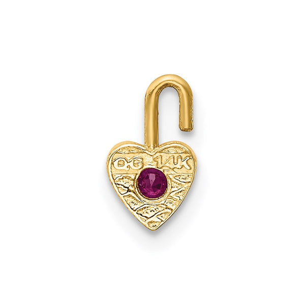 14KT Yellow Gold 7X4MM Birthstone Heart Pendant. Chain Not Included