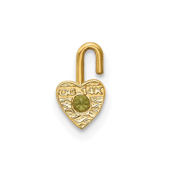 14ky August Synthetic Birthstone Heart Charm