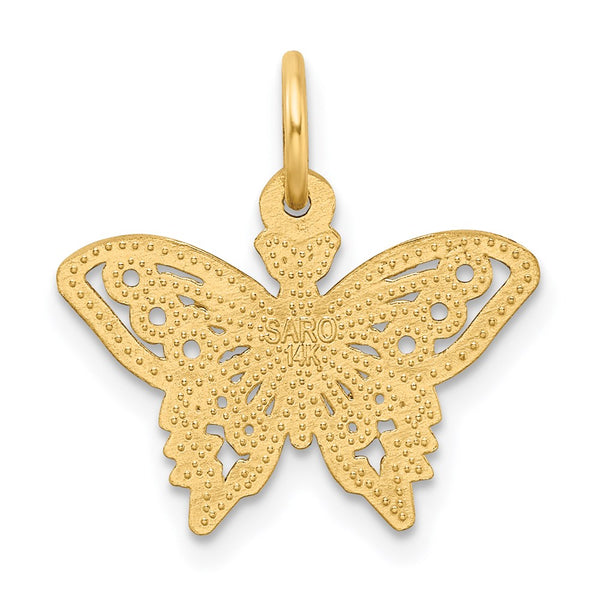 14KT Yellow Gold 18X17MM Diamond-cut Butterfly Pendant. Chain Not Included