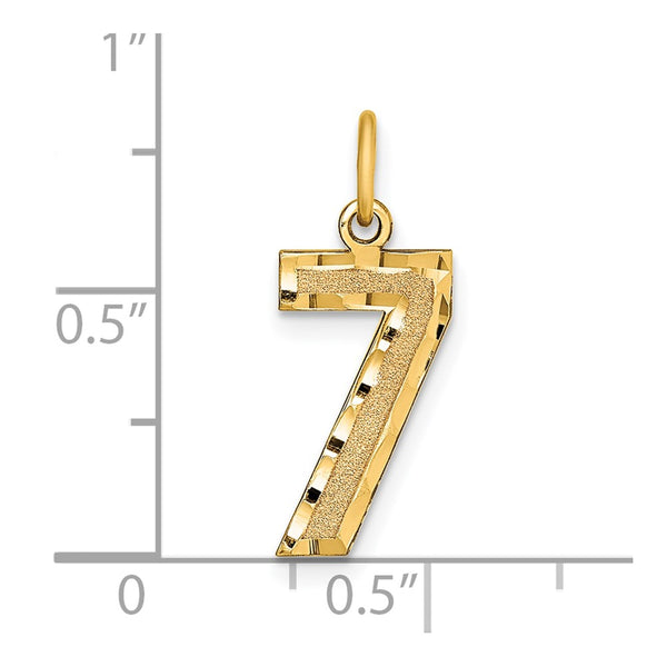 14ky Casted Medium Diamond Cut Number 7 Charm