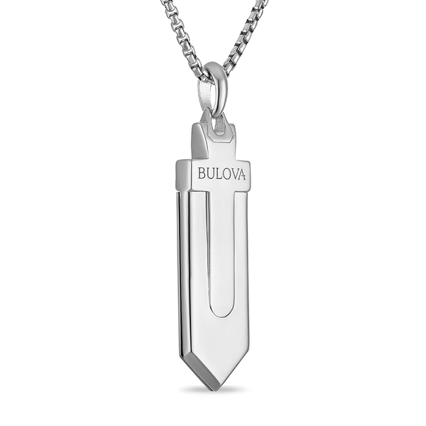 Bulova Marc Anthony Collection Sterling Silver and Steel Diamond Accent Cross Pendant