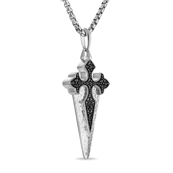 Bulova Marc Anthony Collection Sterling Silver and Diamond Cross Pendant