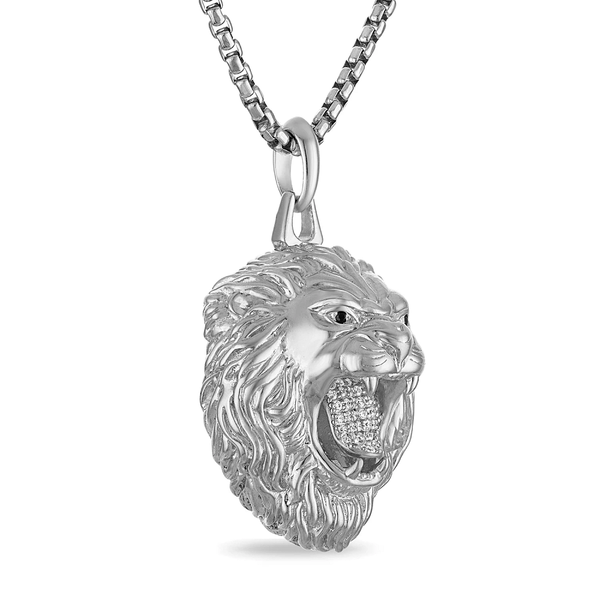 Bulova Marc Anthony Collection Sterling Silver and 1/5 CTW Diamond Lion Pendant