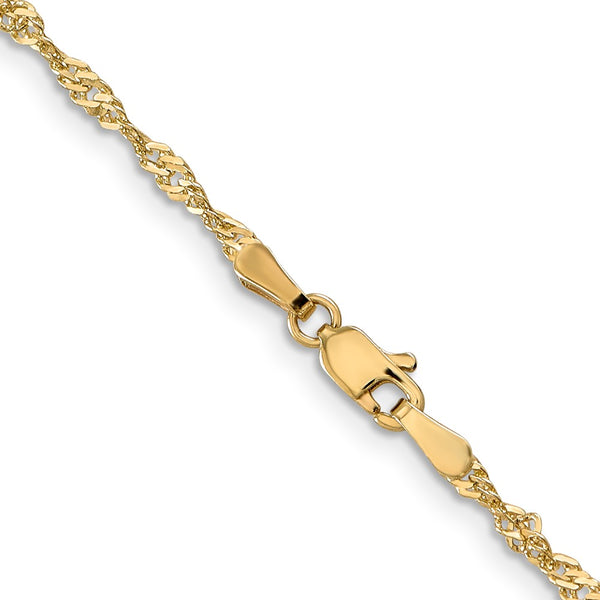 14KT Yellow Gold 20-inch 2MM Lobster Clasp Singapore Pendant Chain