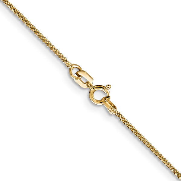 14KT Yellow Gold 22-inch 1MM Diamond-cut Spiga Link Pendant Chain