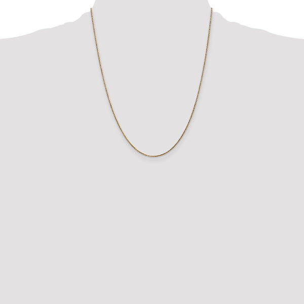 14KT Yellow Gold 22-inch 1MM Diamond-cut Spiga Link Pendant Chain