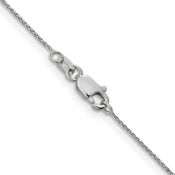 14KT White Gold 18-inch 0.65MM Diamond-cut Lobster Clasp Spiga Link Pendant Chain