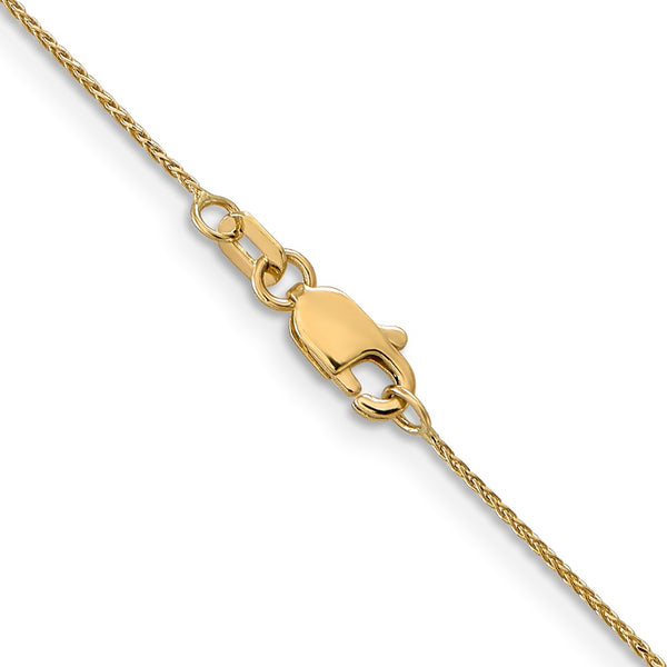 14KT Yellow Gold 18-inch 0.65MM Diamond-cut Lobster Clasp Spiga Link Pendant Chain