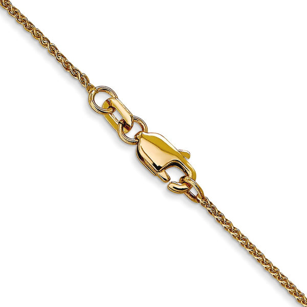 14KT Yellow Gold 22-inch 1MM Diamond-cut Spiga Link Pendant Chain