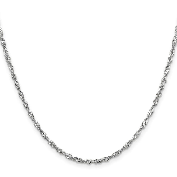 14KT White Gold 18-inch 2MM Diamond-cut Lobster Clasp Singapore Chain