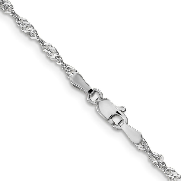 14KT White Gold 16-inch 2MM Diamond-cut Lobster Clasp Singapore Chain