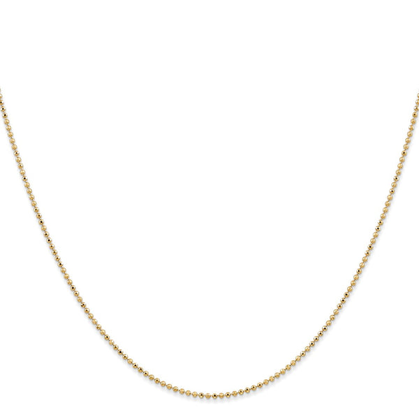 14KT Yellow Gold 24-inch 1.2MM Diamond-cut Lobster Clasp Beaded Chain