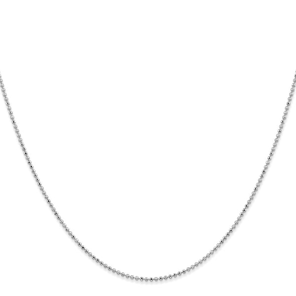 14KT White Gold 14-inch 1.2MM Diamond-cut Lobster Clasp Beaded Chain