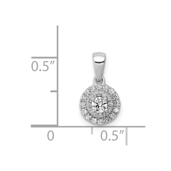 1/4 CTW Diamond Halo Cluster Pendant in 14KT White Gold. Chain not Included