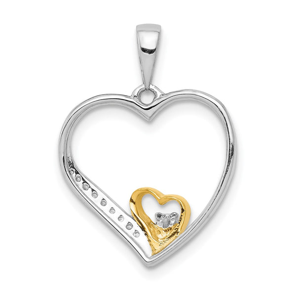 1/20 CTW Diamond Heart Pendant in 14KT White and Yellow Gold. Chain not Included