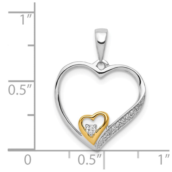 1/20 CTW Diamond Heart Pendant in 14KT White and Yellow Gold. Chain not Included