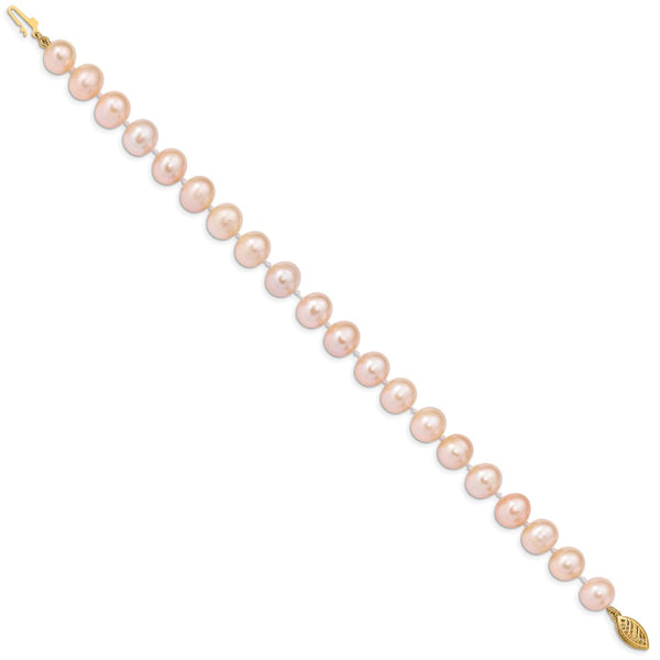 14KT Yellow Gold 8X9MM Near Round Pearl 7.5-inch Bracelet