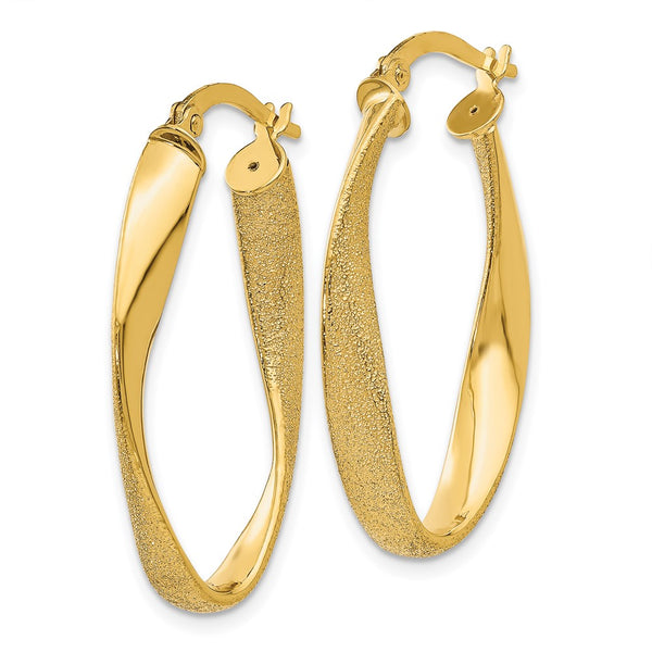 14KT Yellow Gold 10X4MM Twist Hoop Earrings