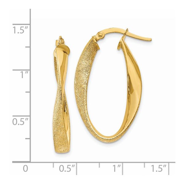 14KT Yellow Gold 10X4MM Twist Hoop Earrings