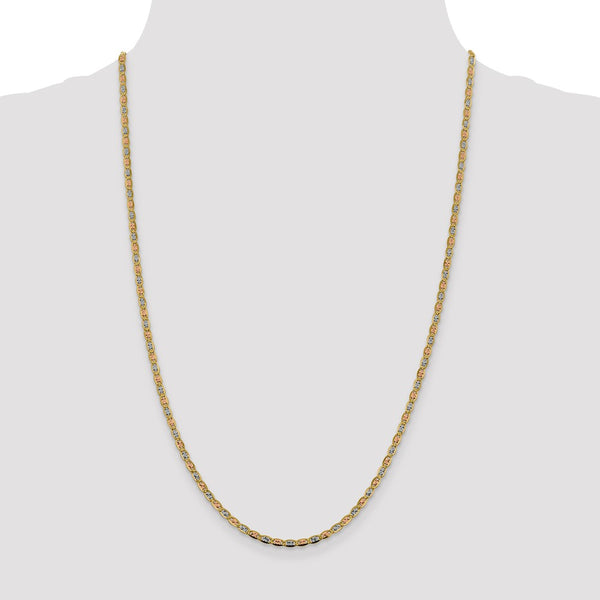 14KT Gold Tri-Color 16-inch 2.75MM Valentino Chain